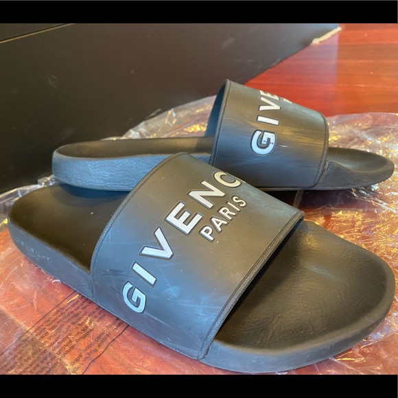 Givenchy Paris black rubber pool sliders size 11.5 - Picture 2 of 7